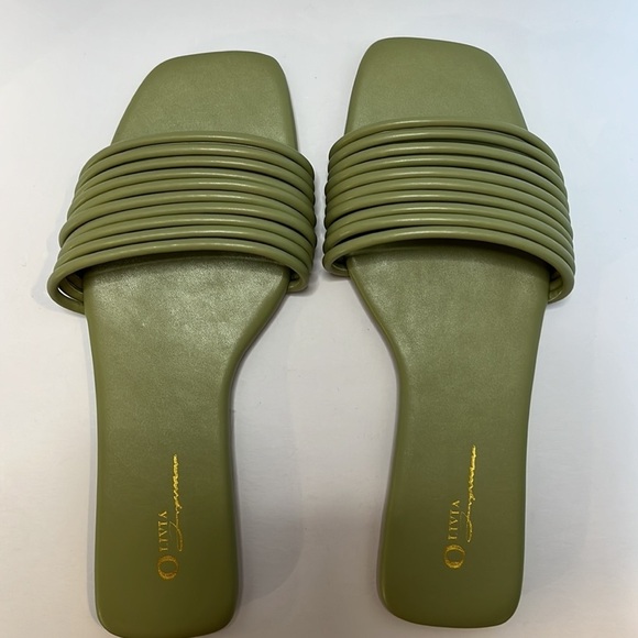 Olivia Ferguson LANEY Sage Green Slides Flats Size 6 - Picture 4 of 7